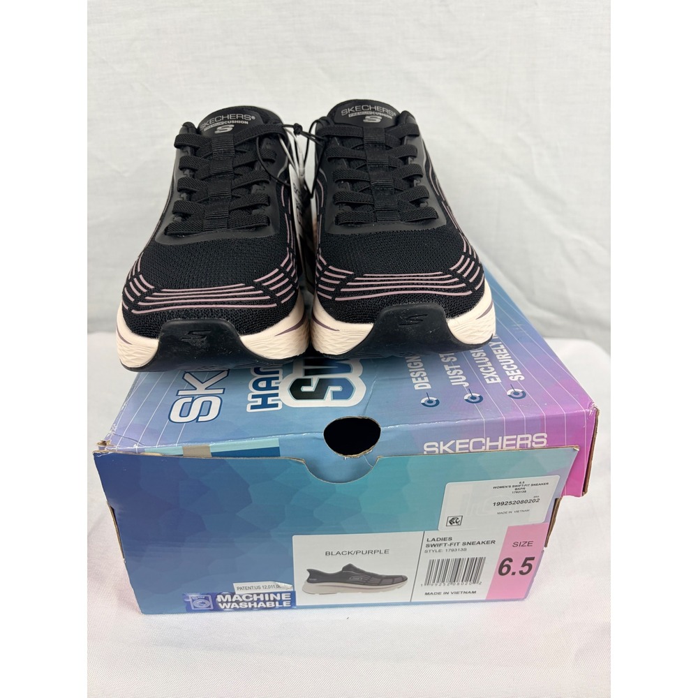 Skechers Hands Free Slip-ins Swift Fit Sneakers Black Purple‎ 179313S Womens 6.5 - Picture 5 of 8